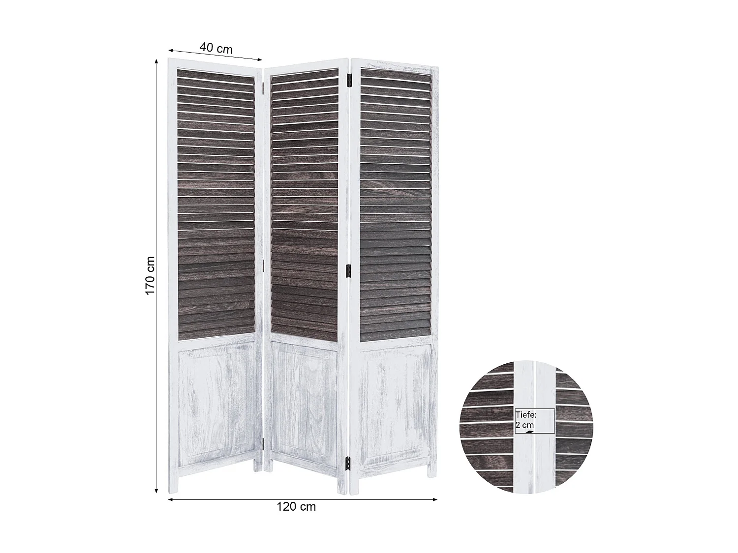 Kamerscheiding 170x120x2 cm Wit Vintage