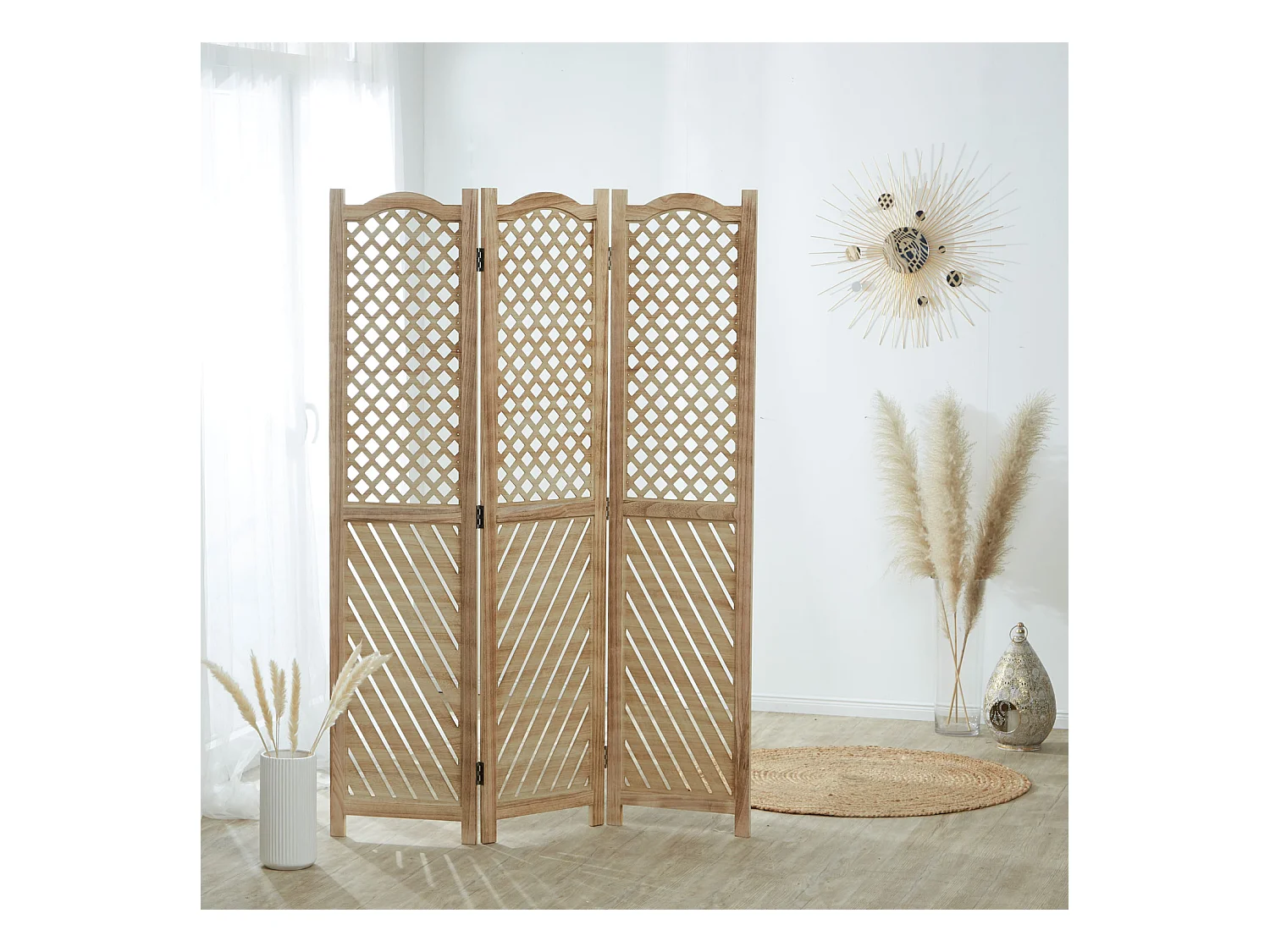 Paravento 170x120x2 cm Naturale