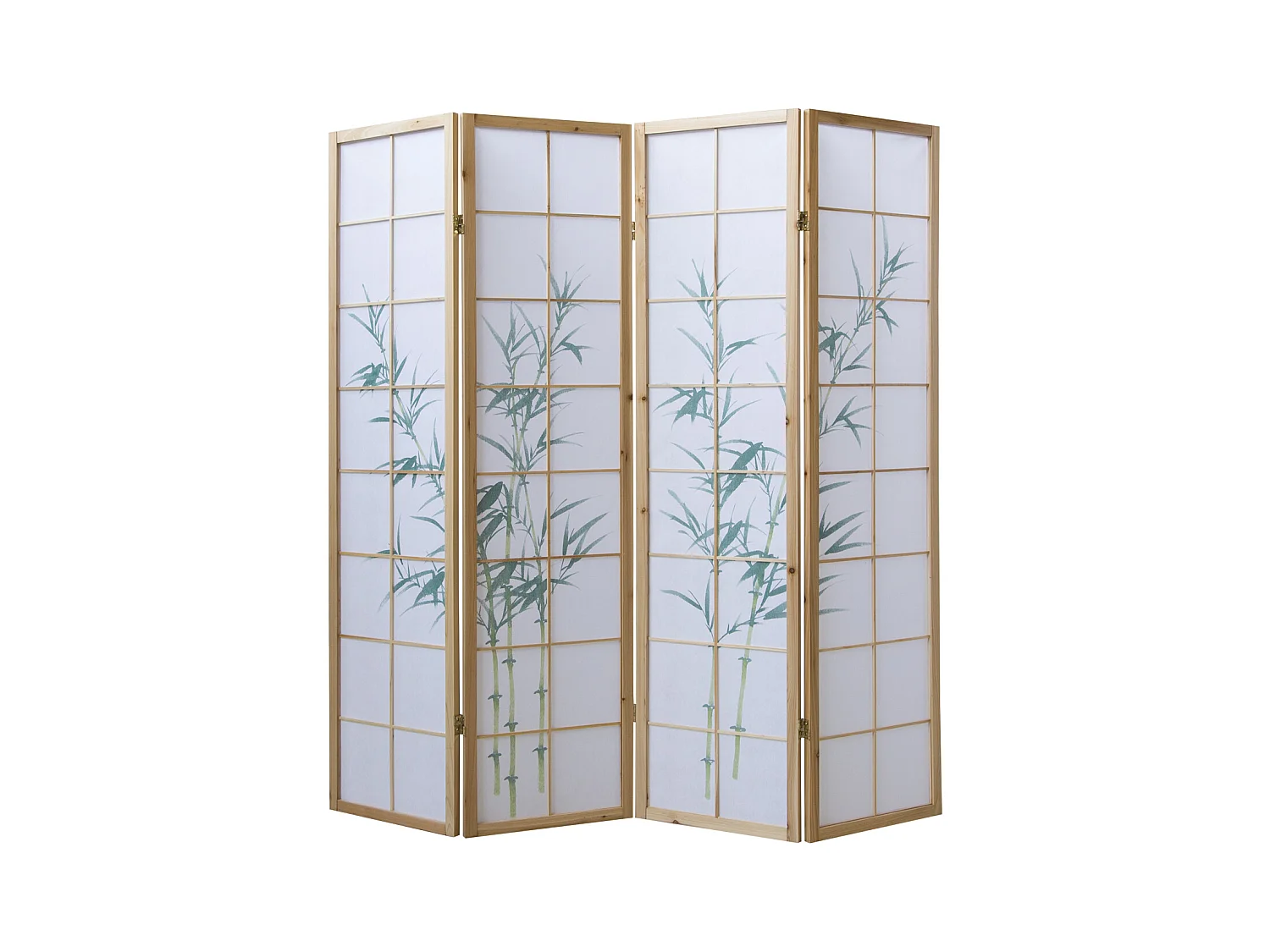 Paravent 176x2,2x175 cm bois blanc motif bambou