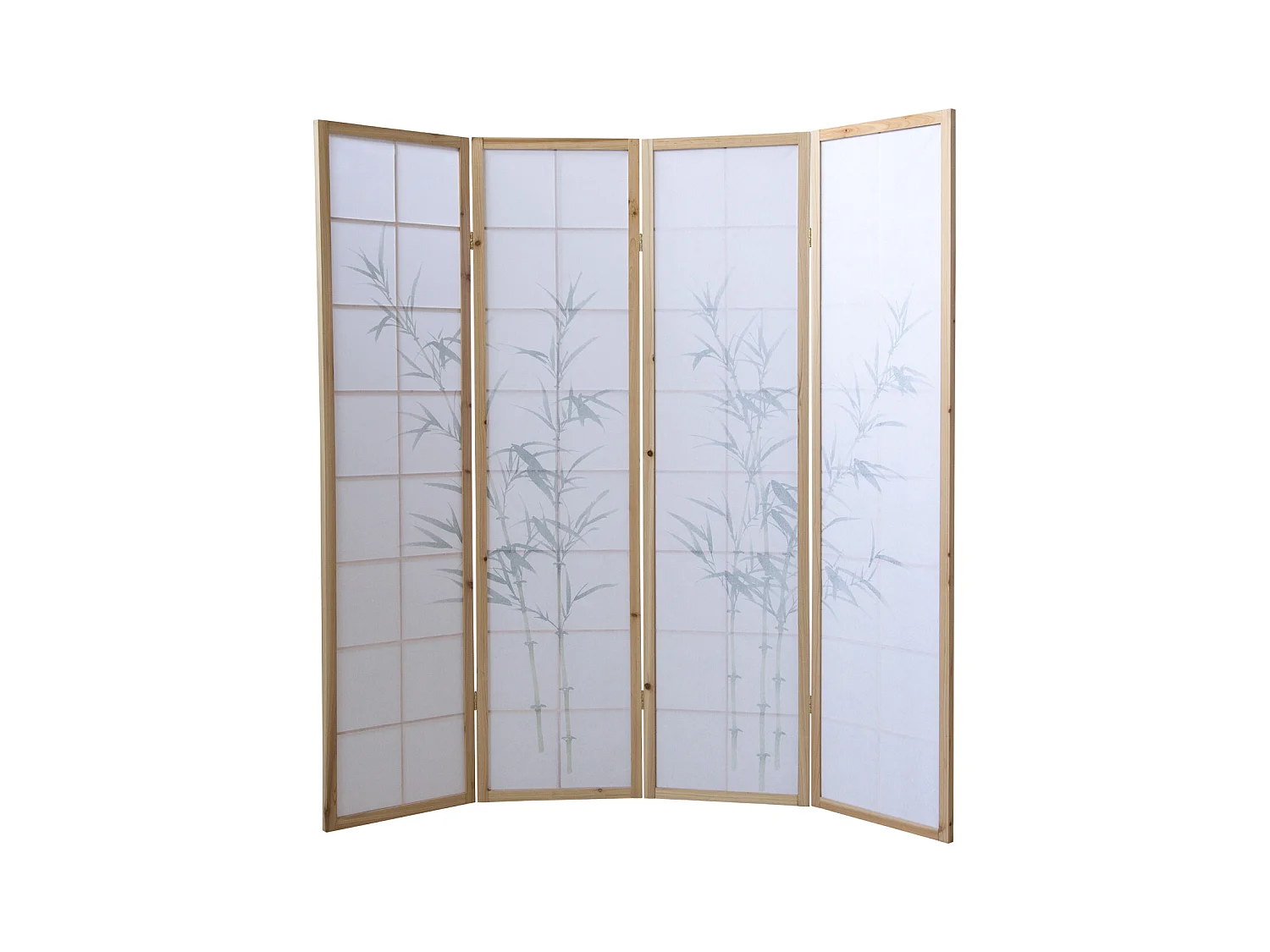 Paravent 176x2,2x175 cm bois blanc motif bambou