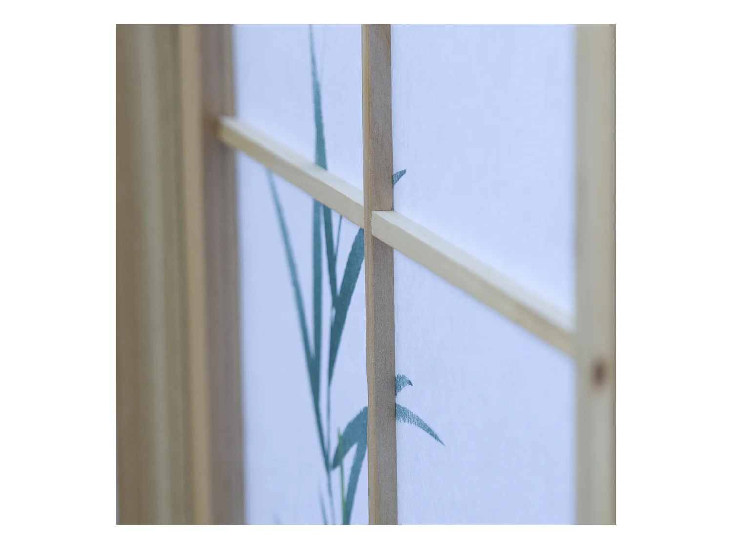 Paravent 176x2,2x175 cm bois blanc motif bambou