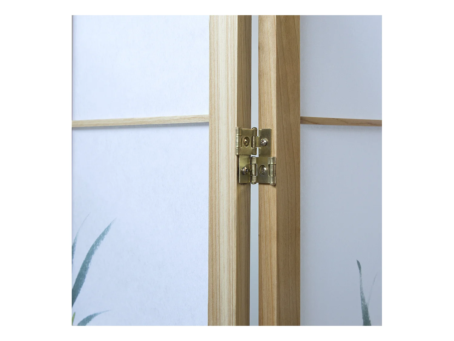 Paravent 176x2,2x175 cm bois blanc motif bambou