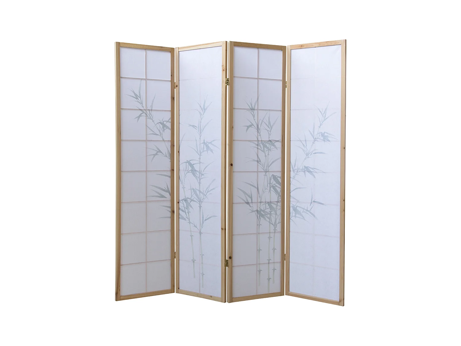 Paravent 176x2,2x175 cm bois blanc motif bambou