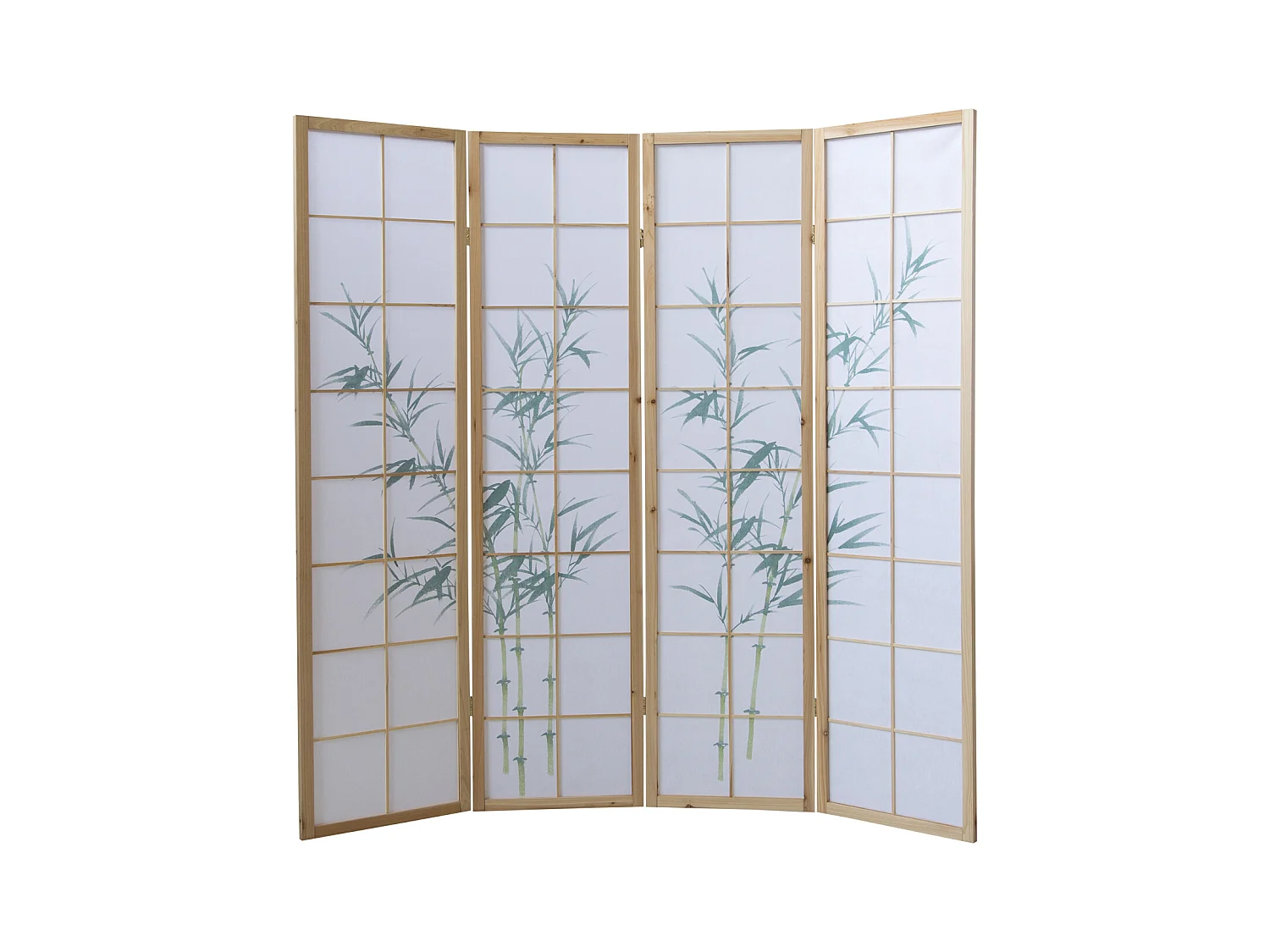 Paravent 176x2,2x175 cm bois blanc motif bambou