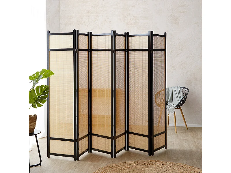 Divisória de ambiente 175x264x2,2 cm preta natural Shoji