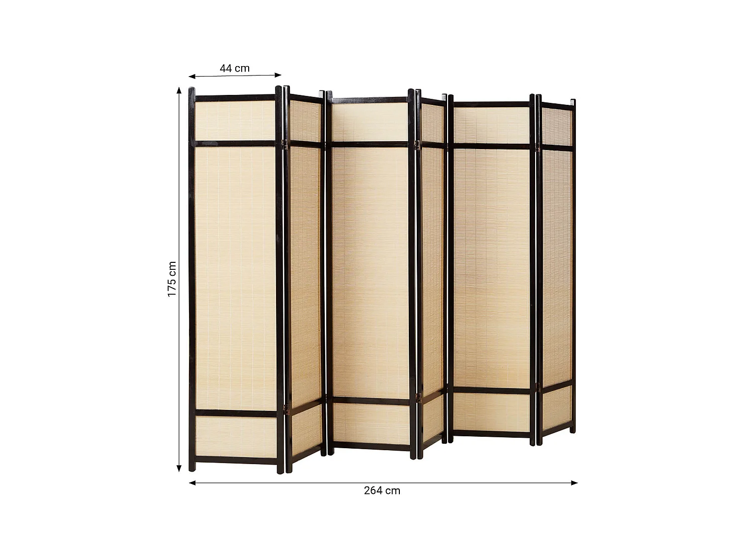 Paravent 175x264x2,2 cm noir naturel Shoji