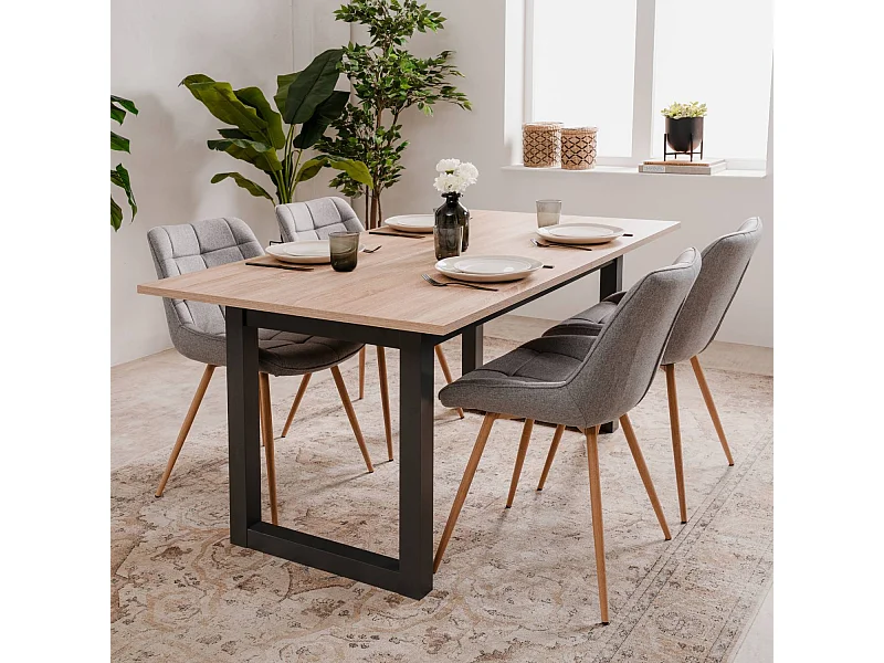 Mesa de jantar 160x90x75 cm natural antracite