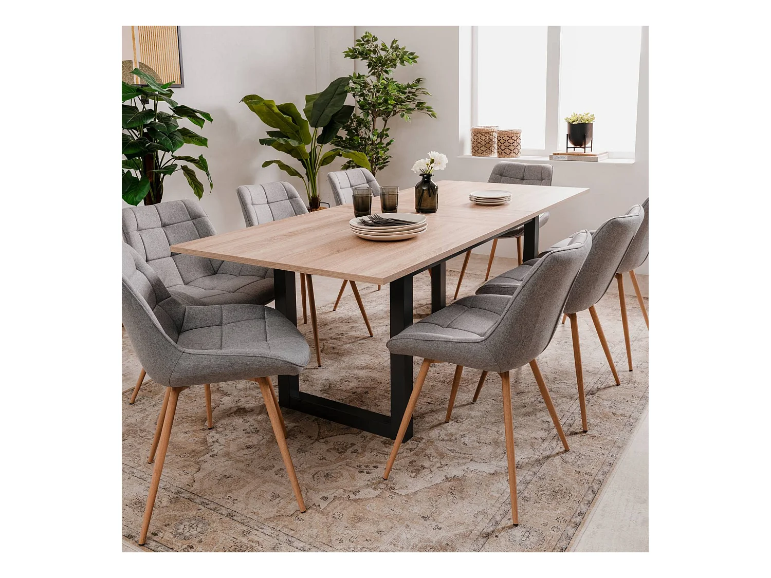 Table à manger 160x90x75 cm naturel anthracite