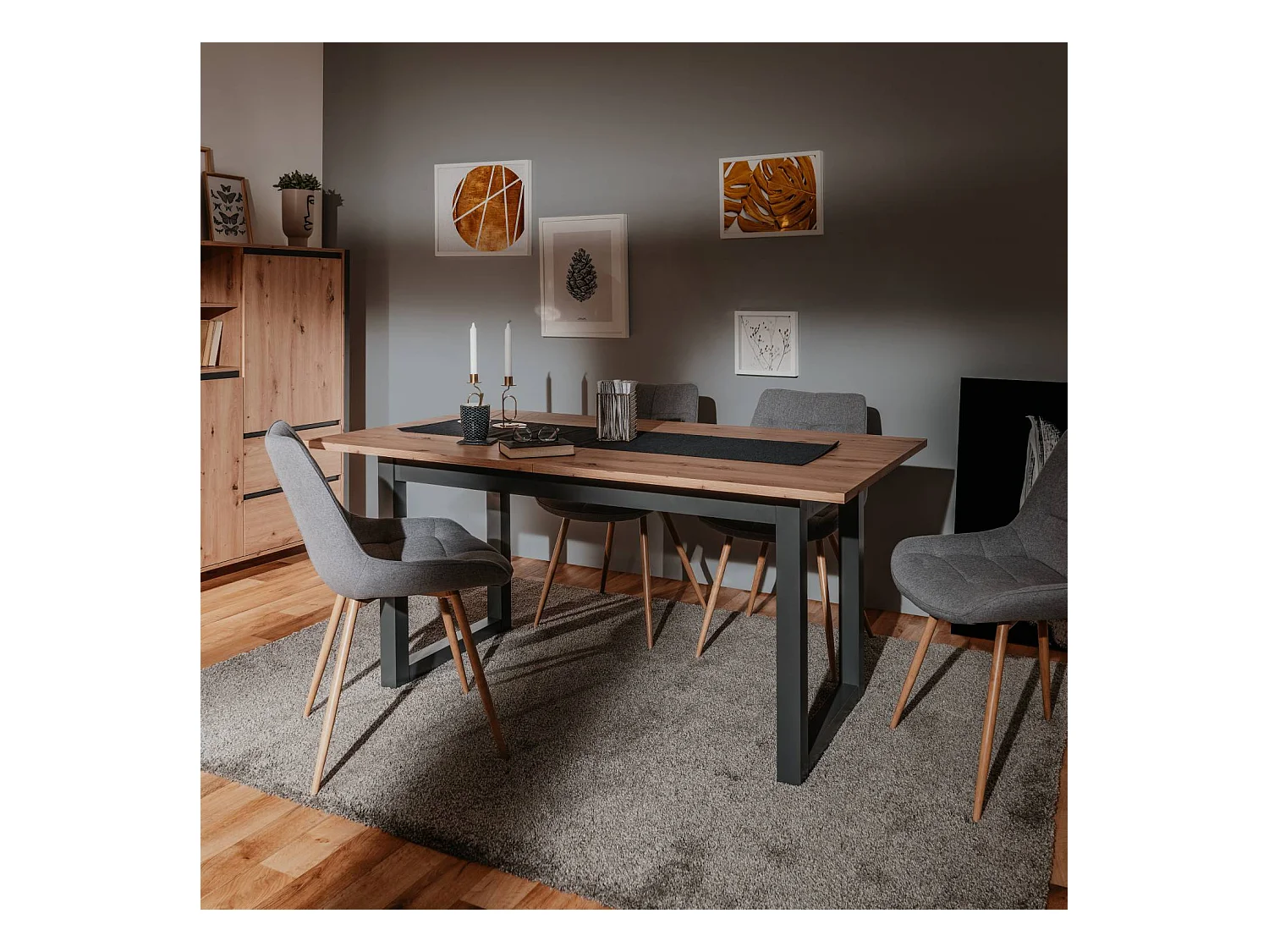 Esstisch 160x90x75 cm natur anthrazit