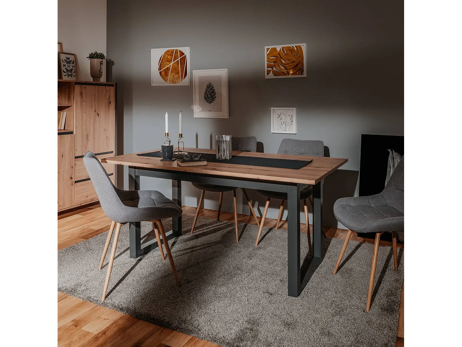 Esstisch 160x90x75 cm natur anthrazit