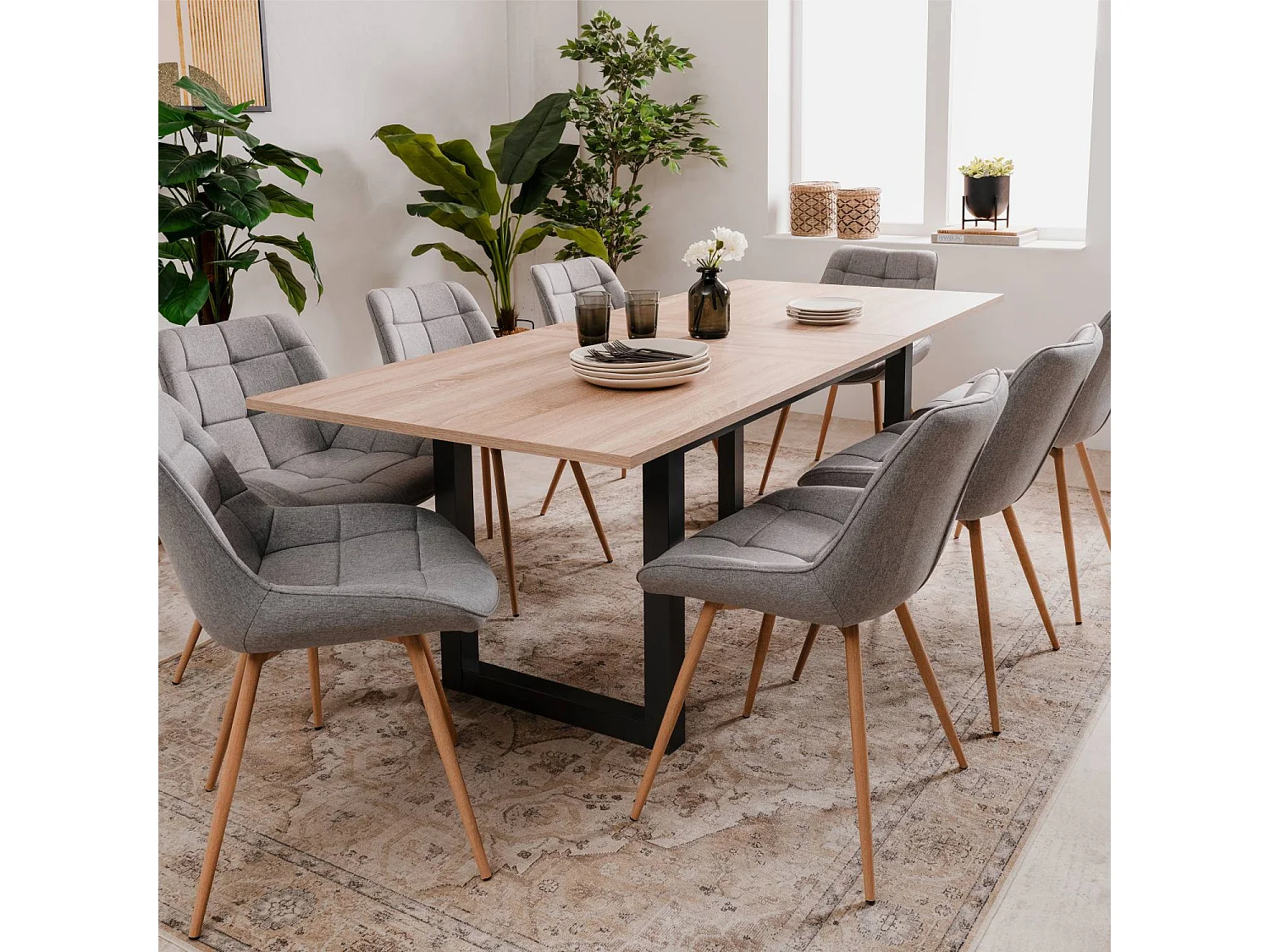 Esstisch 160x90x75 cm natur anthrazit