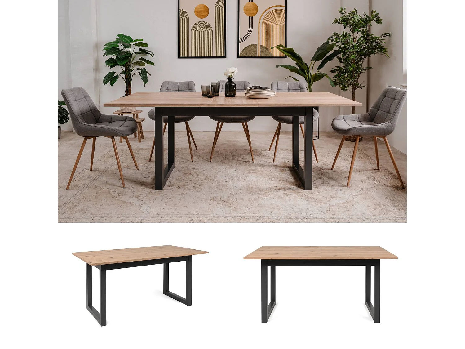 Esstisch 160x90x75 cm natur anthrazit