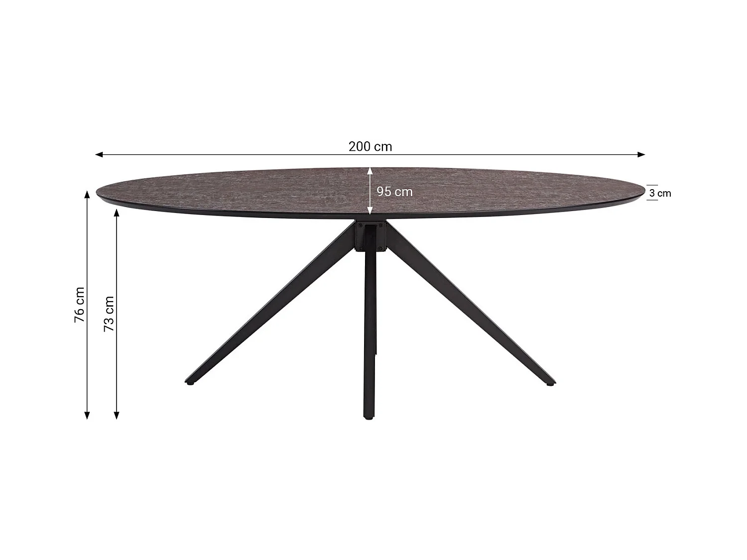 Esstisch 200x95x76 cm Braun Industrieller Look