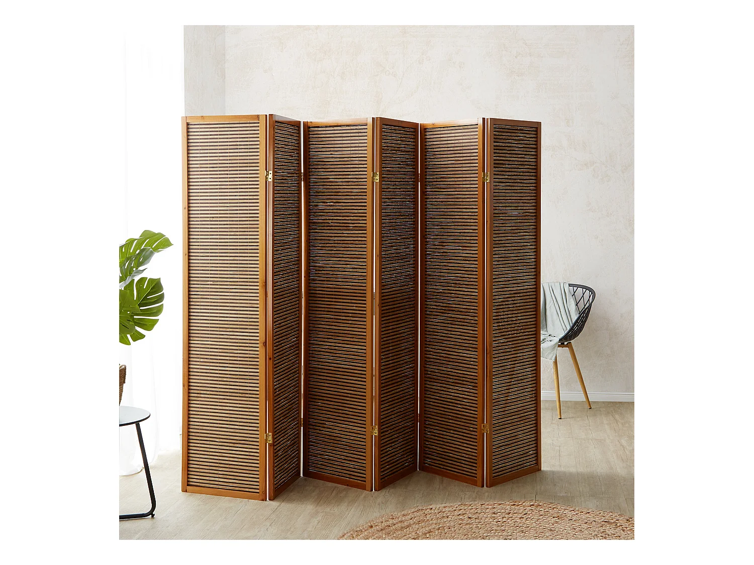 Paravent séparateur de pièce 175x264x2.2 cm Marron