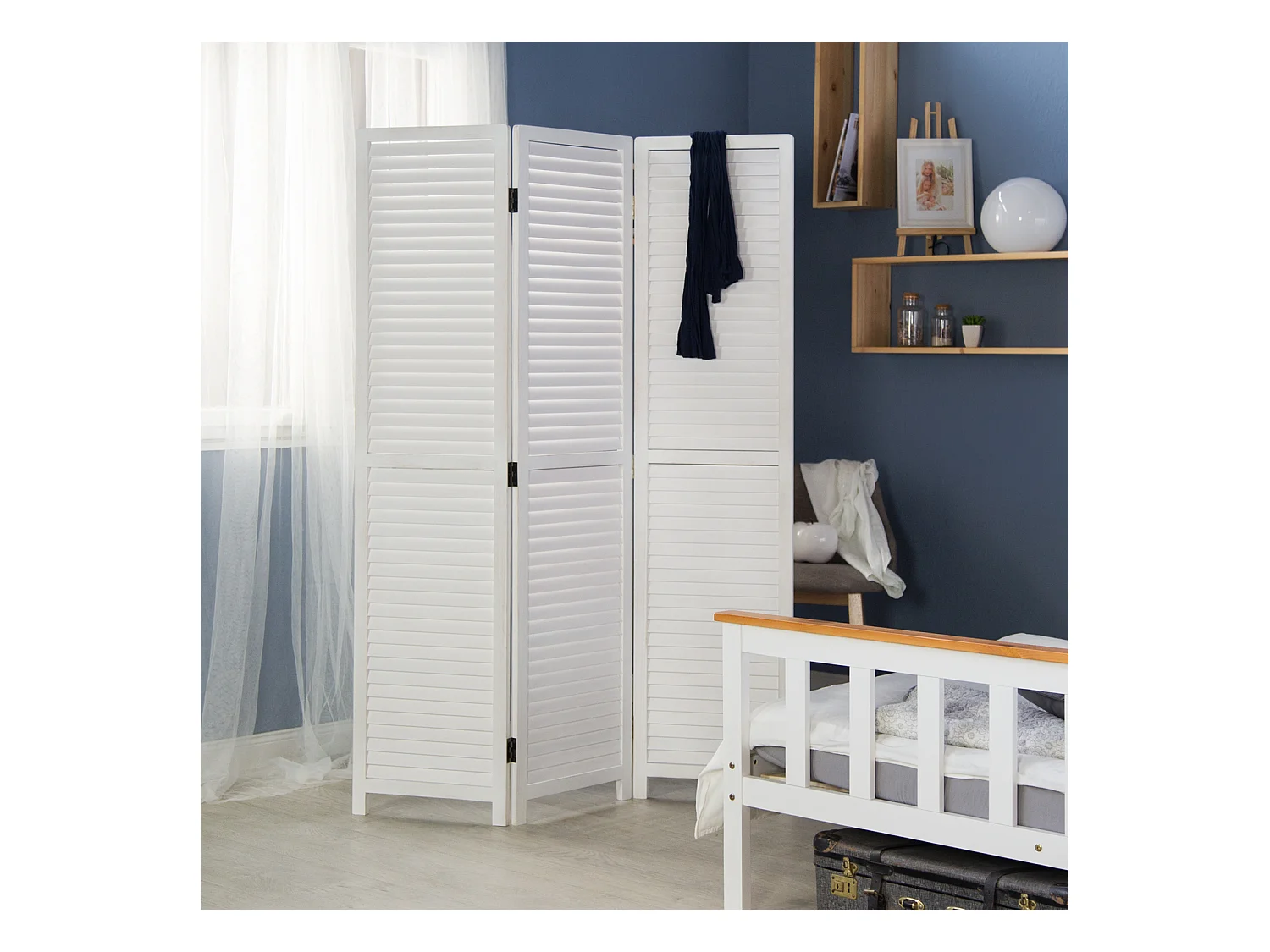 Paravent, séparateur de pièce, 120x2x170 cm, blanc