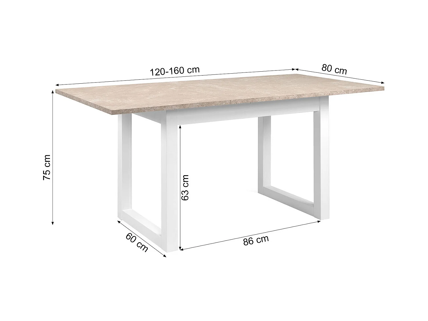 Esstisch 120x80x75 cm weißer Sandstein