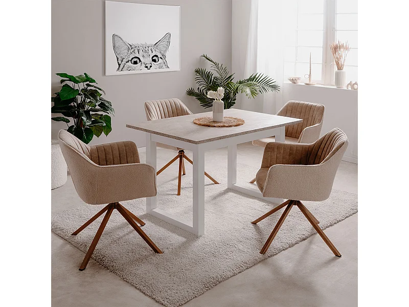 Table à manger 120x80x75 cm, grès blanc