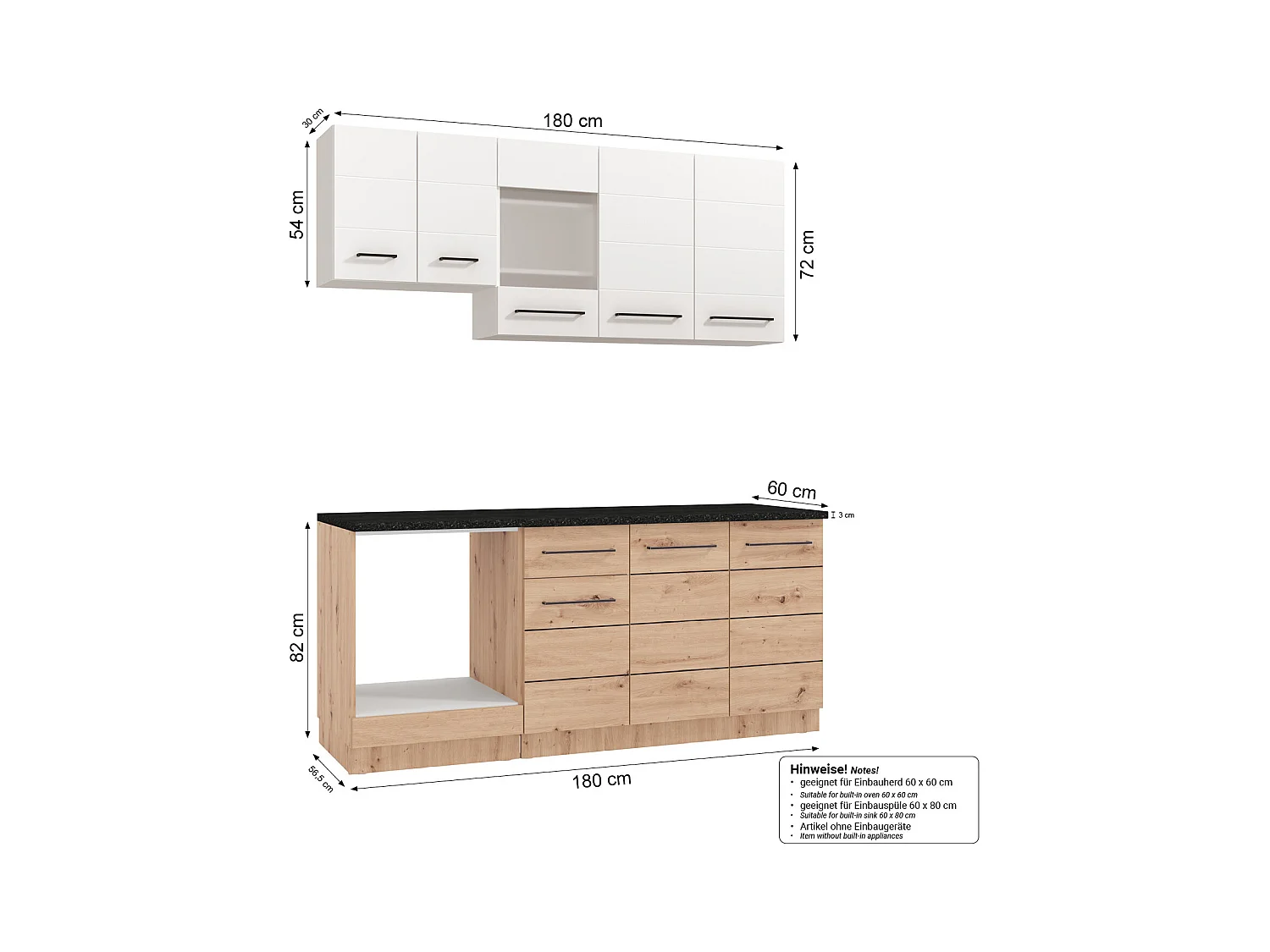 Unité de cuisine 180 cm Blanc