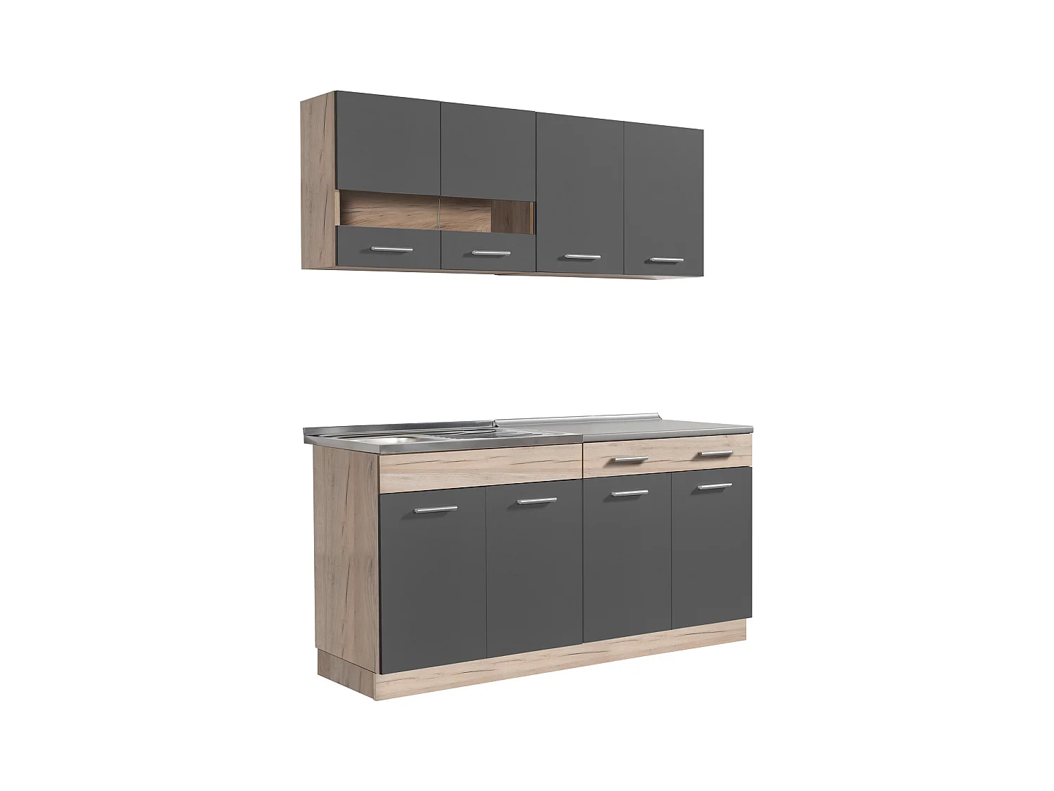 Meuble de cuisine 160x84x60 cm gris