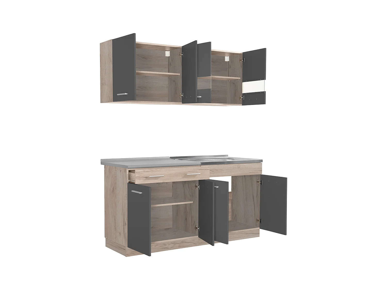 Meuble de cuisine 160x84x60 cm gris