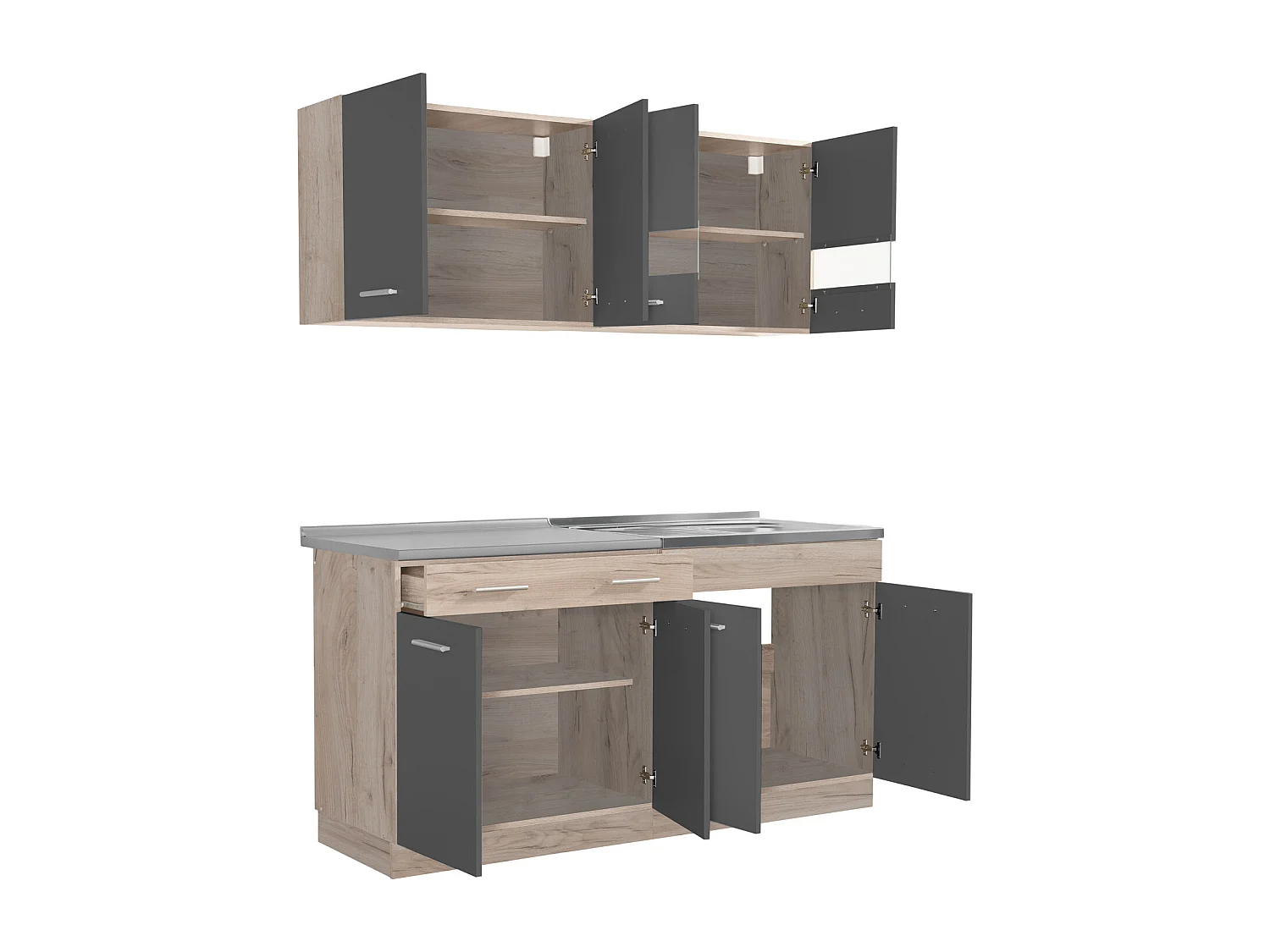 Küchenschrank 160x84x60 cm grau