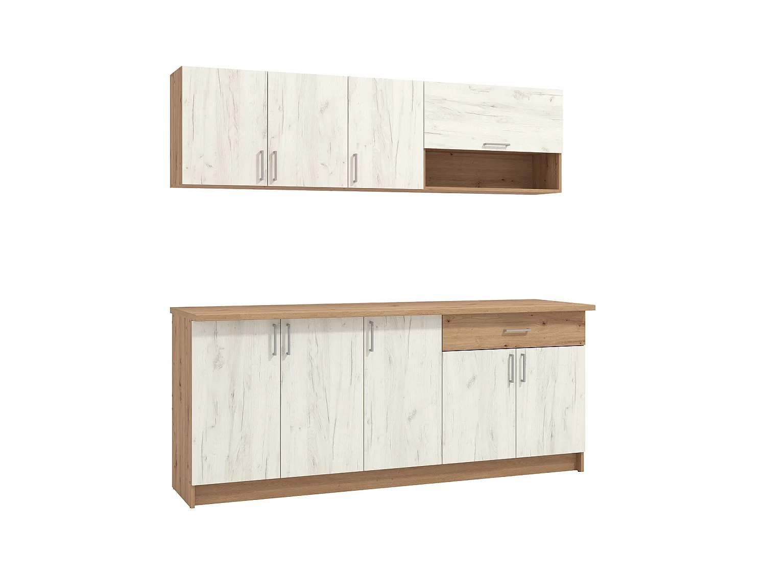 Armoire de Cuisine 200x85.5x60 cm Blanc et Chêne