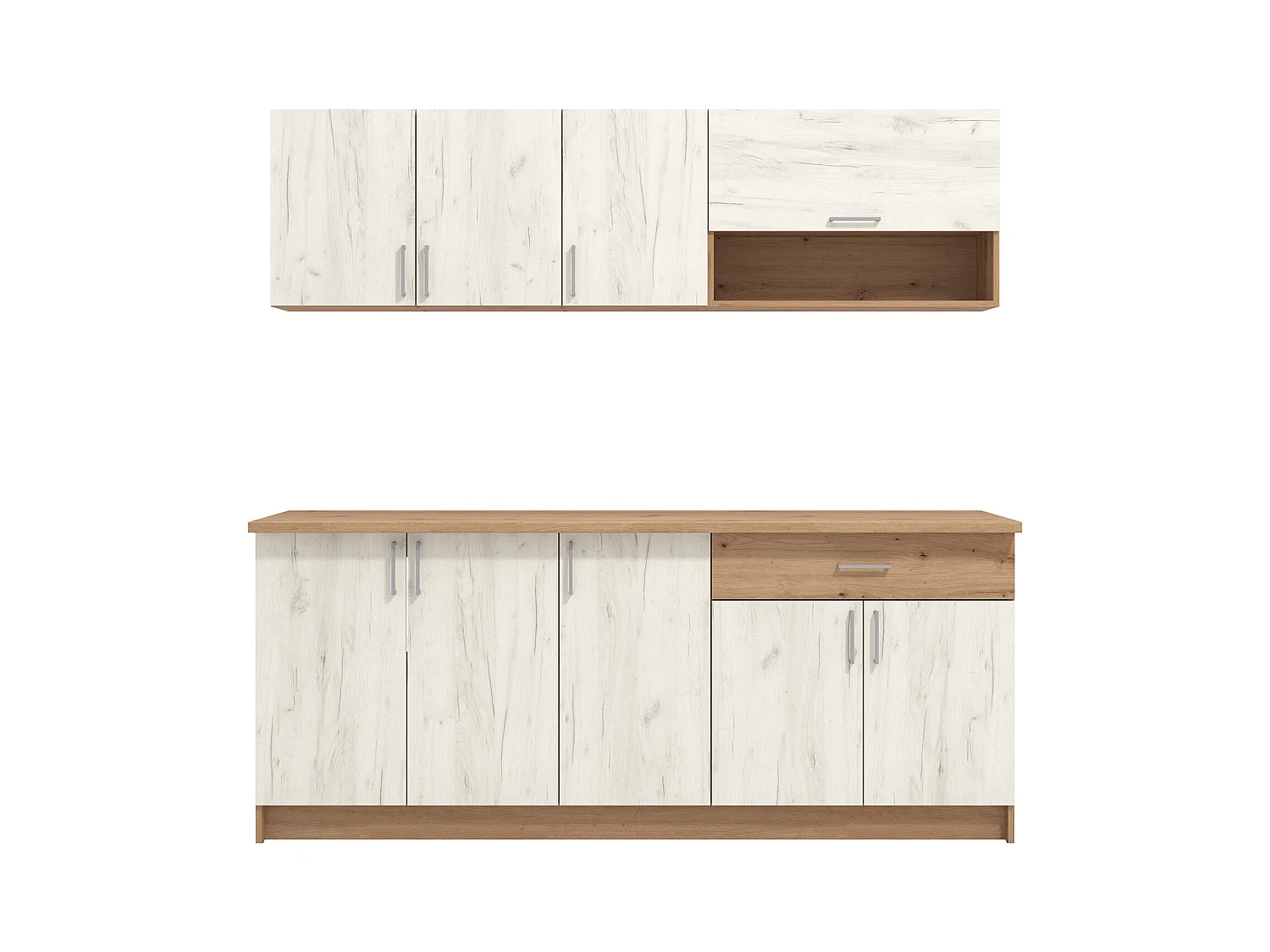 Armoire de Cuisine 200x85.5x60 cm Blanc et Chêne