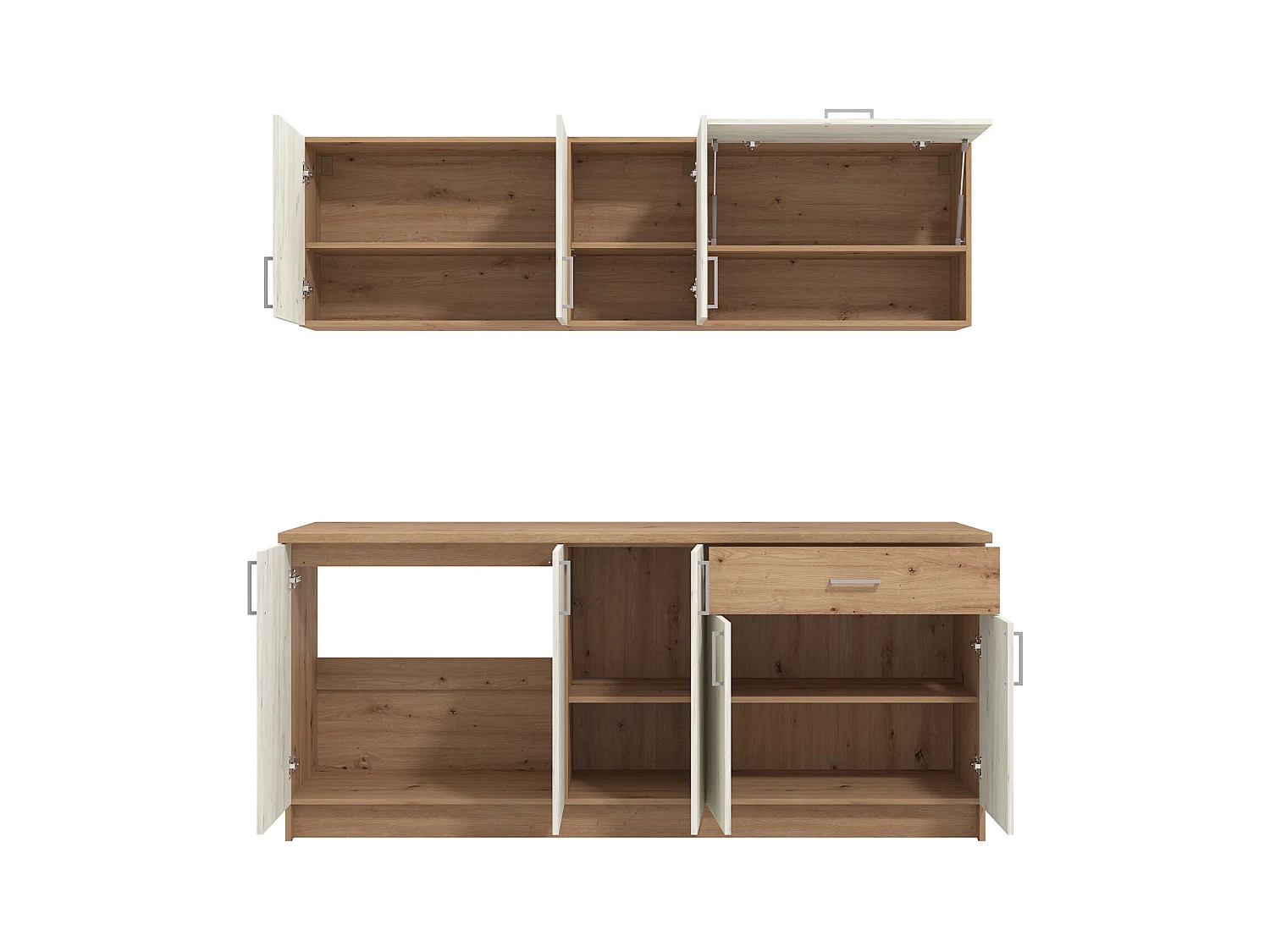 Armoire de Cuisine 200x85.5x60 cm Blanc et Chêne