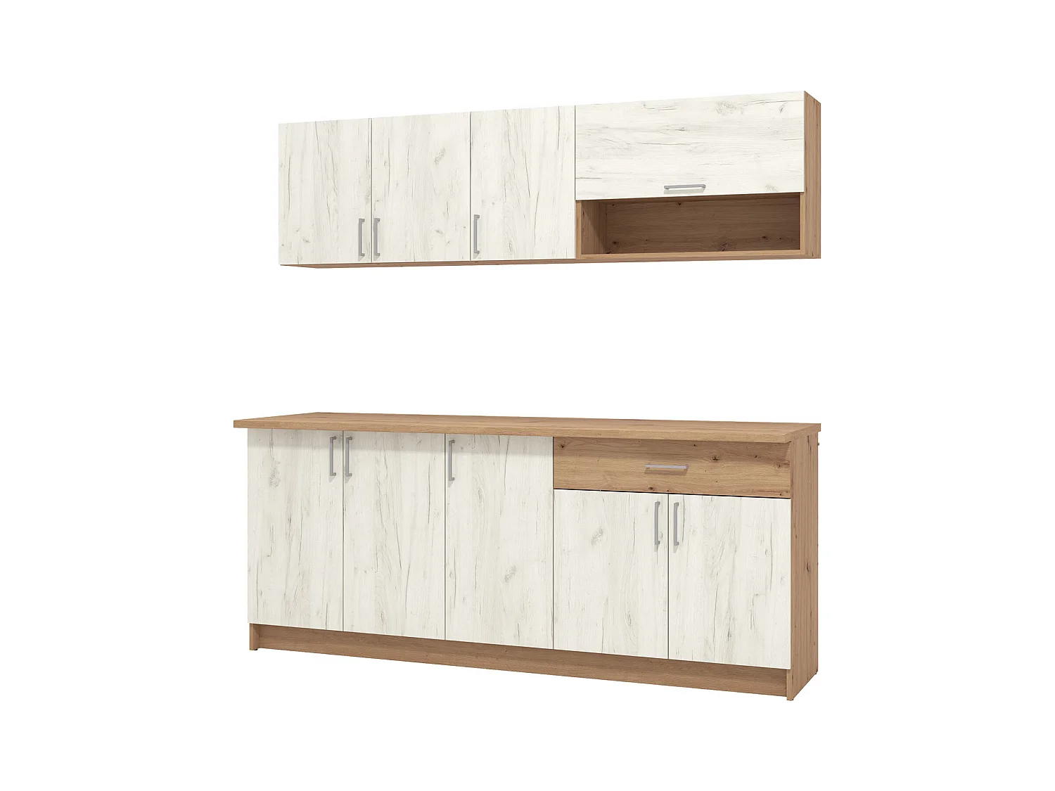 Armoire de Cuisine 200x85.5x60 cm Blanc et Chêne