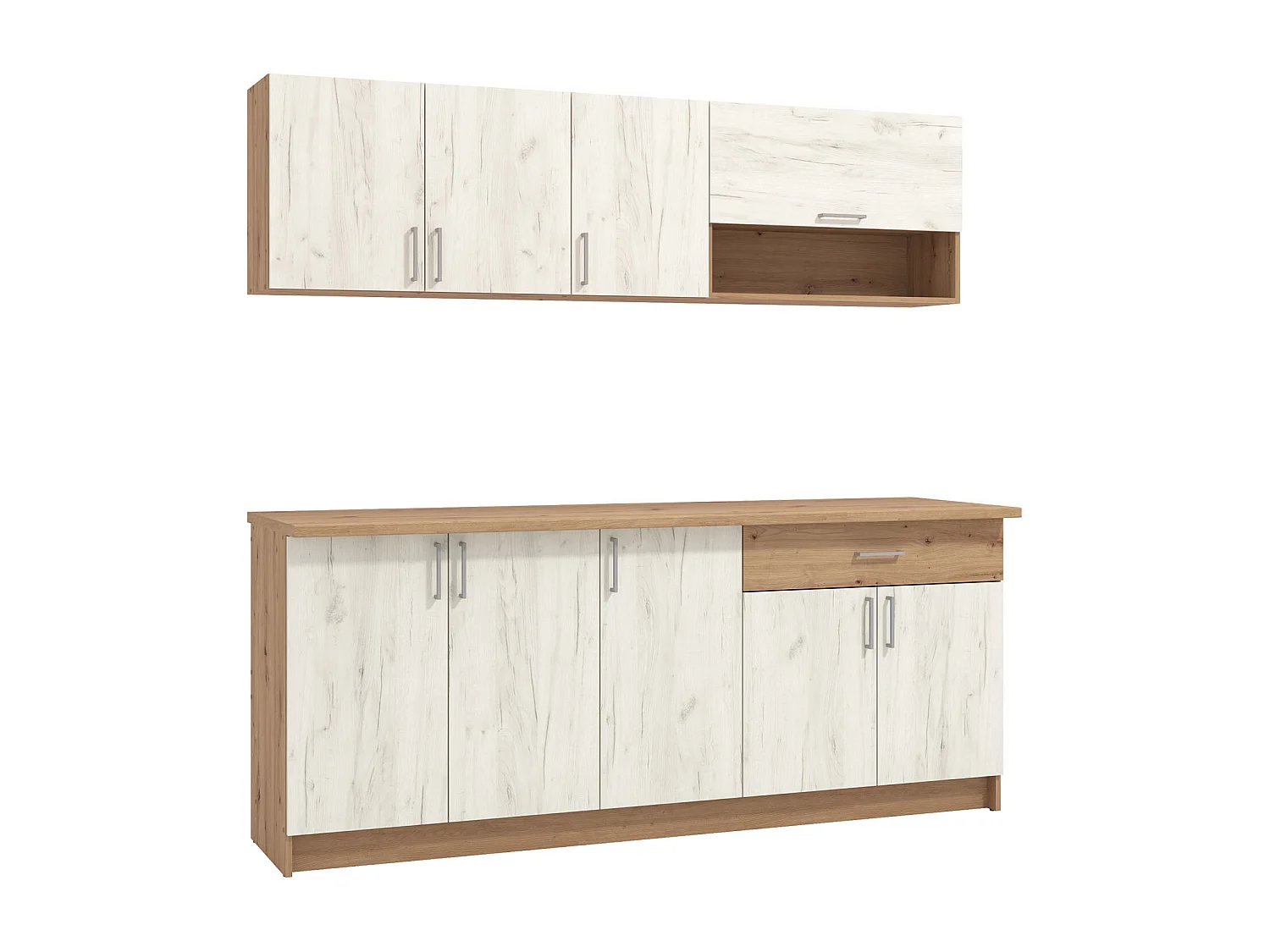 Küchenschrank 200x85,5x60 cm Weiß und Eiche