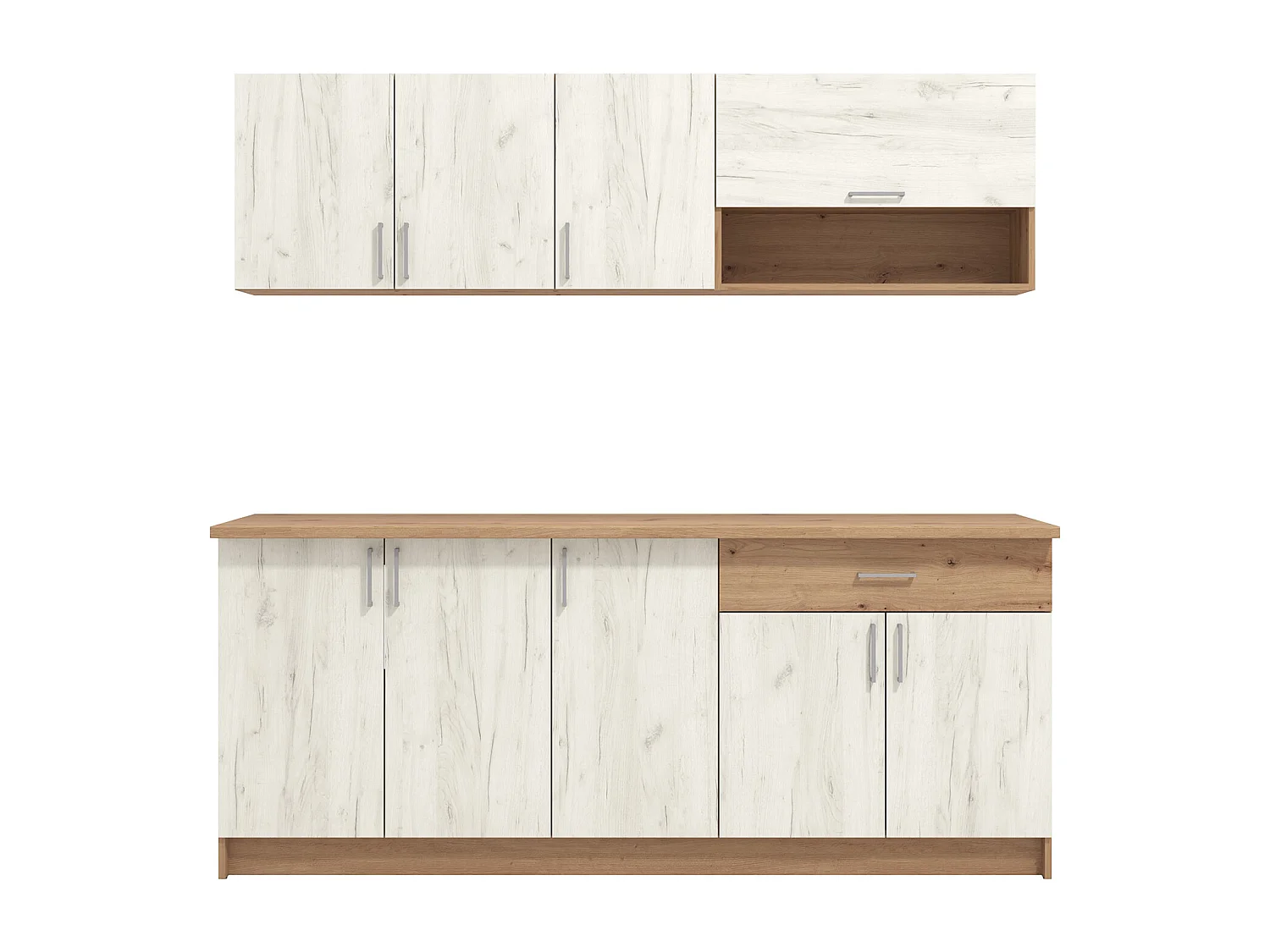 Küchenschrank 200x85,5x60 cm Weiß und Eiche