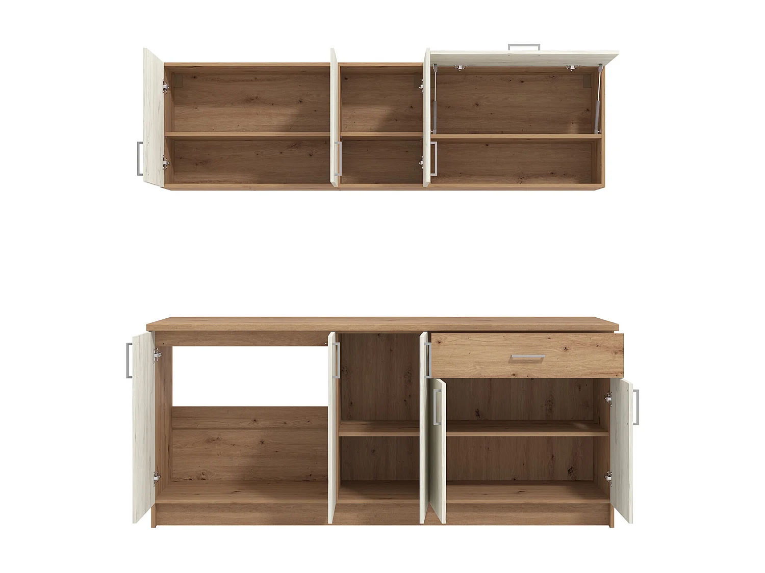 Küchenschrank 200x85,5x60 cm Weiß und Eiche