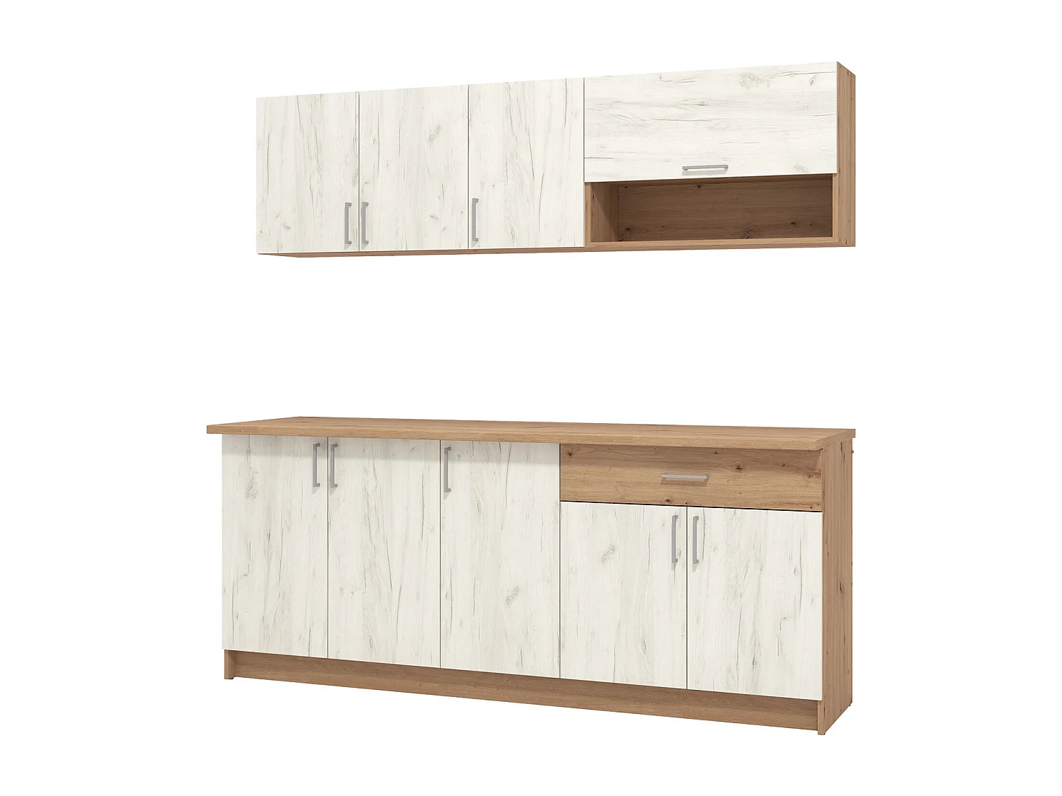 Küchenschrank 200x85,5x60 cm Weiß und Eiche