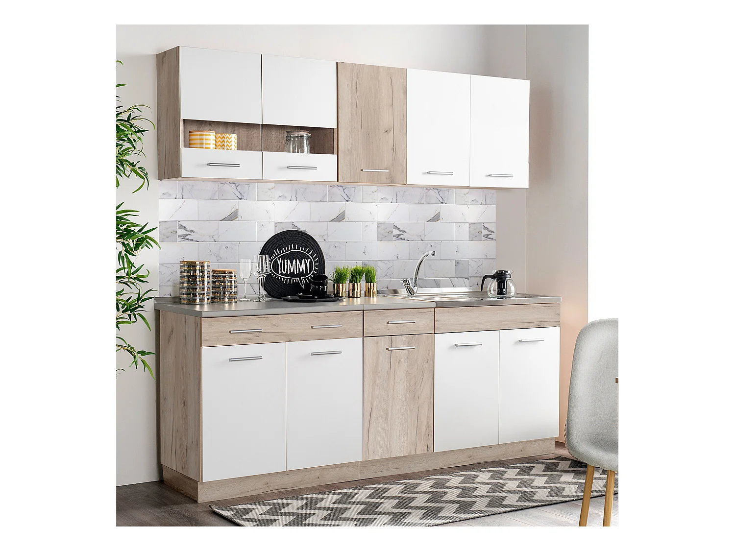 Meuble de cuisine 120x84x60 cm Blanc Cuisine Moderne