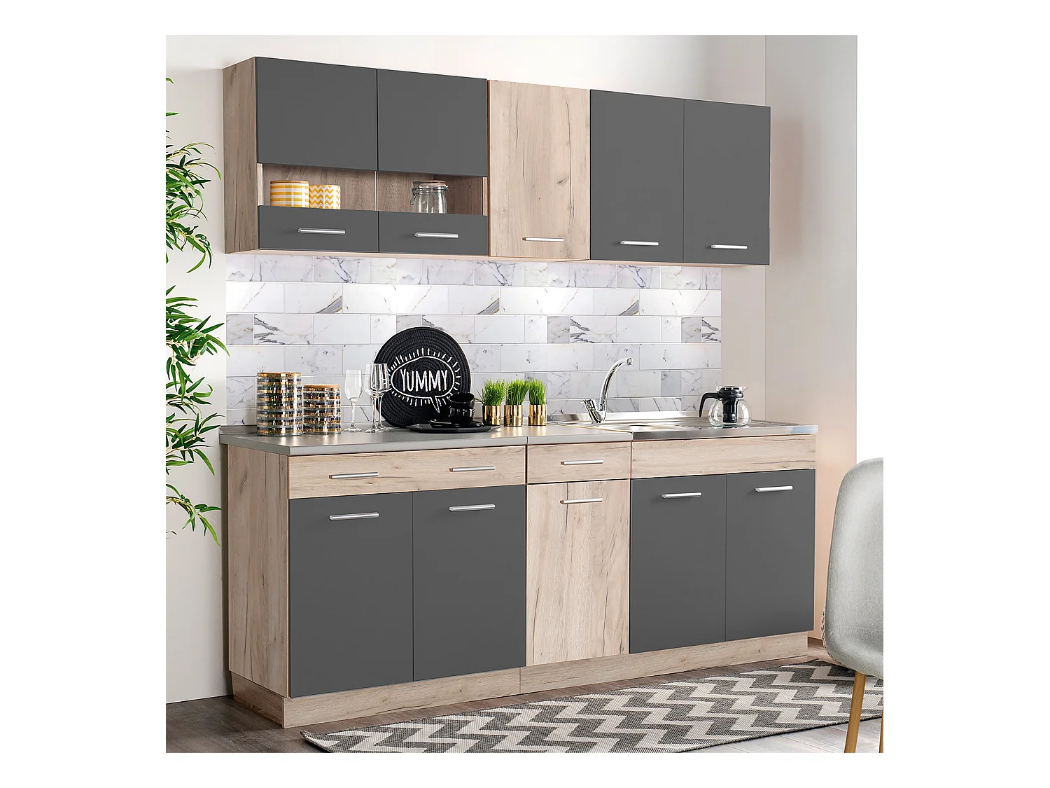 Armoire de cuisine 200x84x60 cm Gris