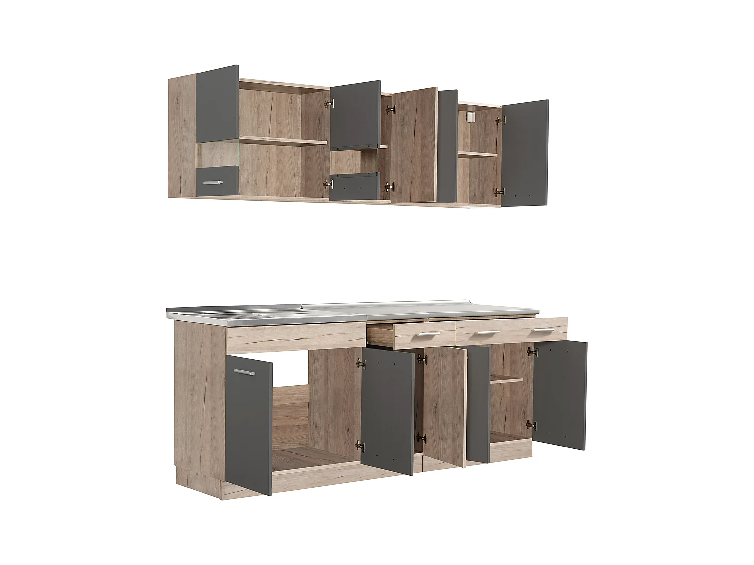 Armoire de cuisine 200x84x60 cm Gris