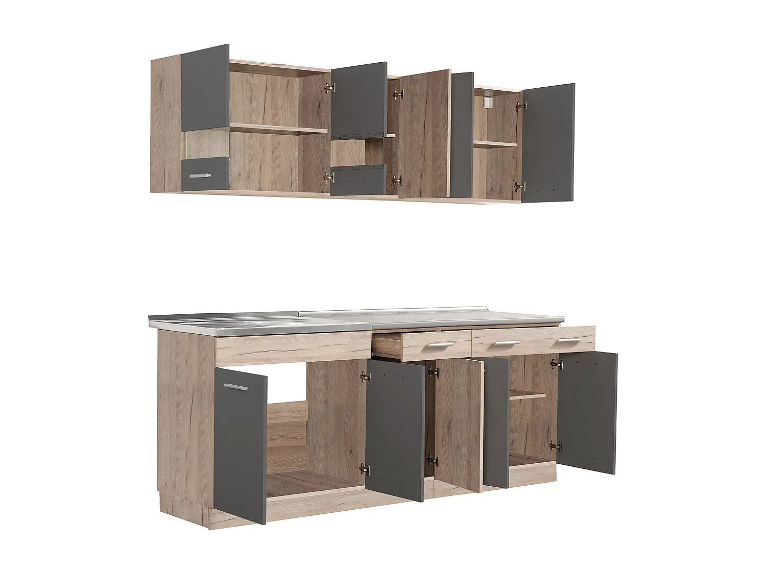 Küchenschrank 200x84x60 cm Grau