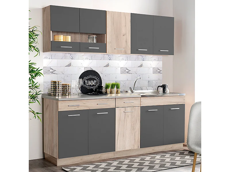 Armoire de cuisine 200x84x60 cm Gris