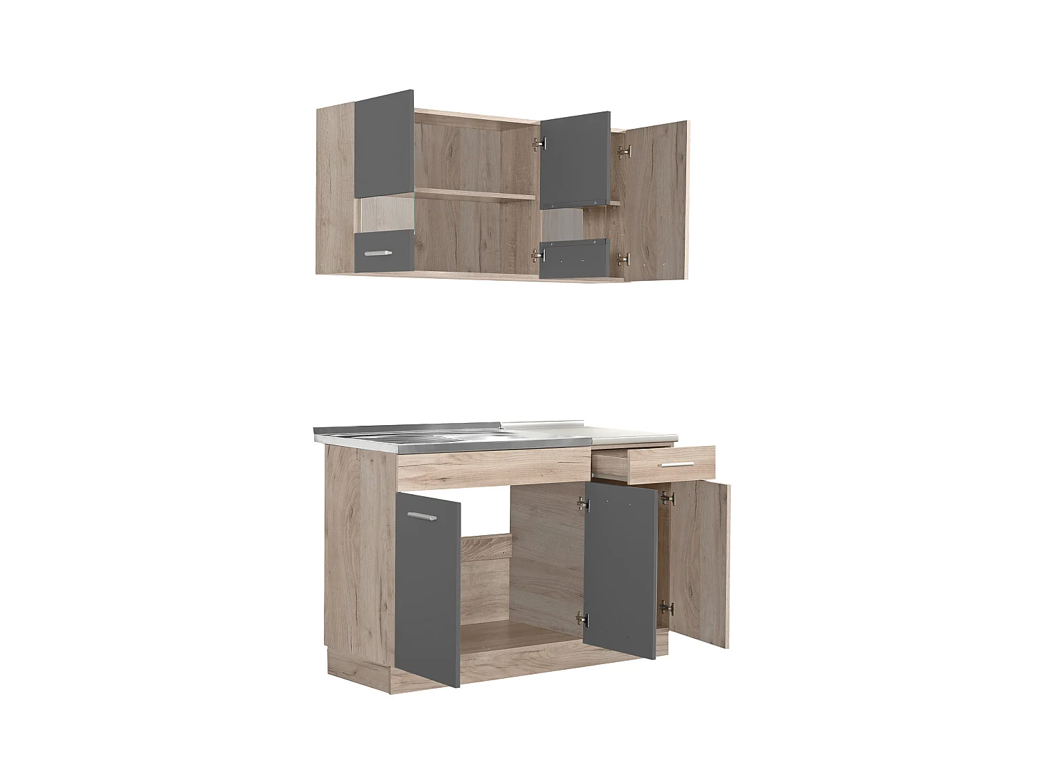 Meuble de cuisine 120x84x60 cm gris