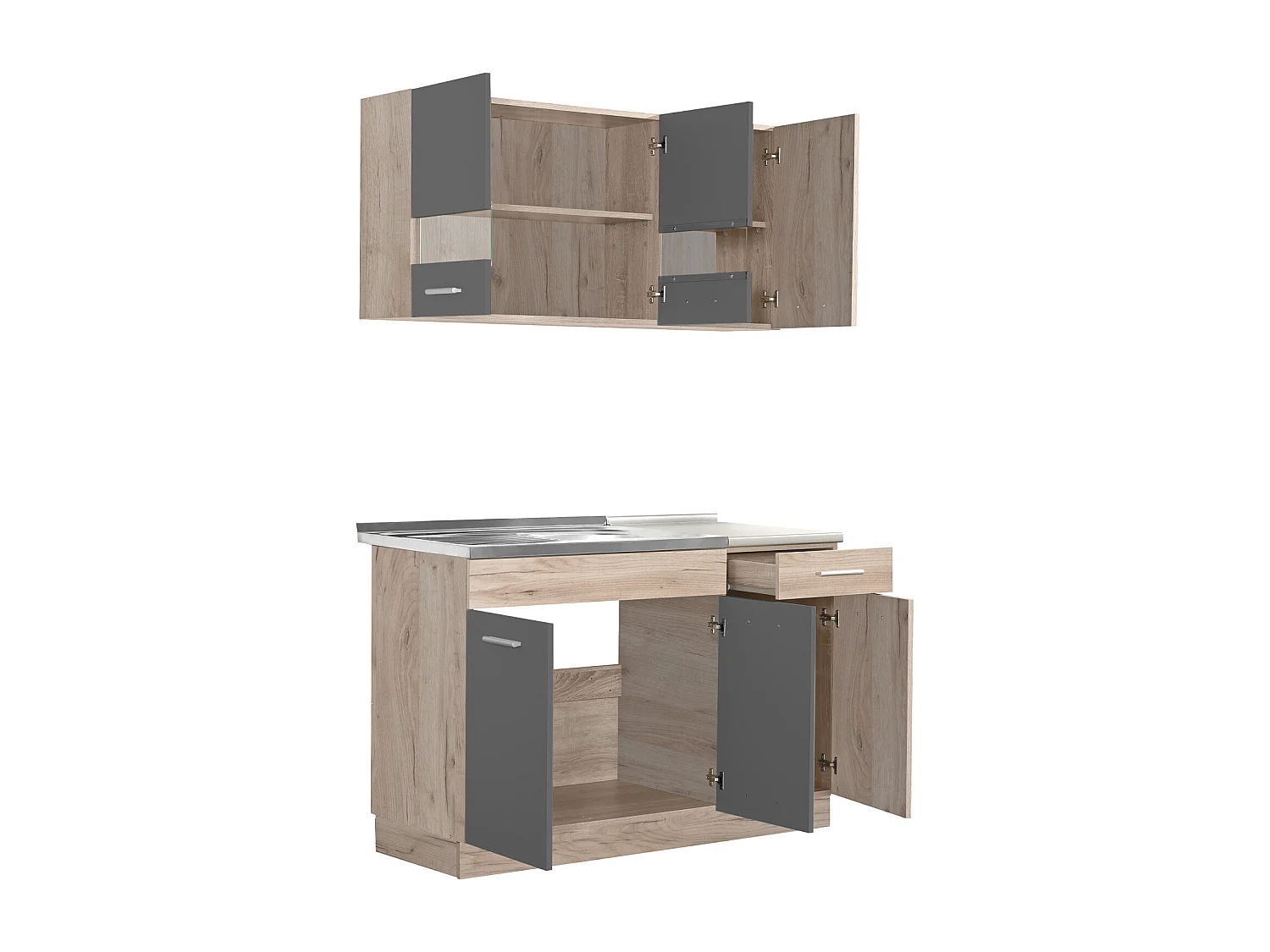 Meuble de cuisine 120x84x60 cm gris