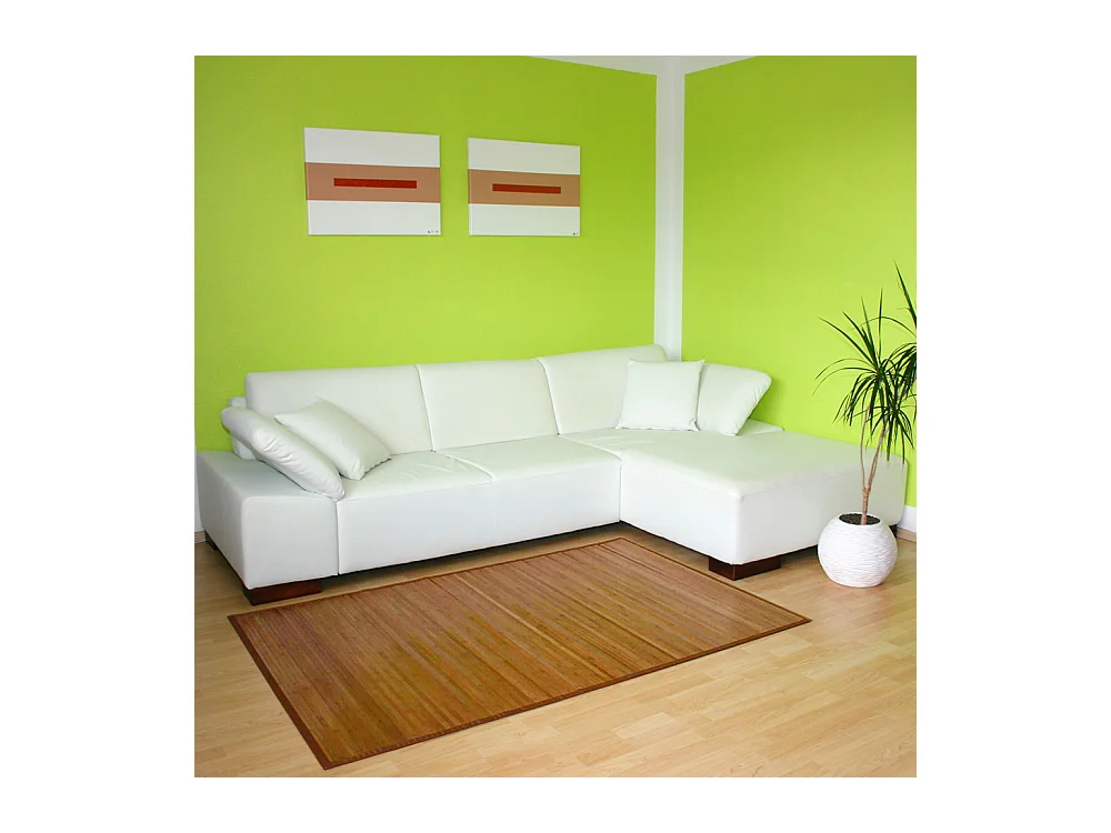 Tapis 80x300 cm marron Bambou