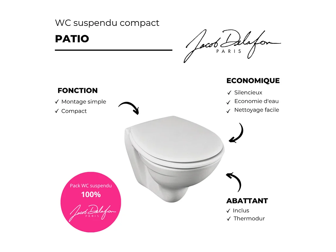 WC suspendu compact JACOB DELAFON Patio