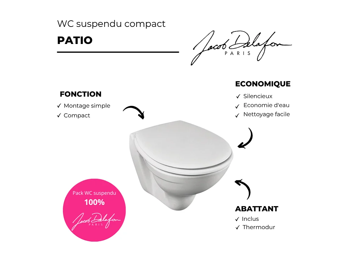 WC suspendu compact JACOB DELAFON Patio
