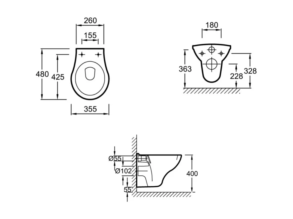 Cuvette WC suspendu compact PMR JACOB DELAFON Patio avec abattant