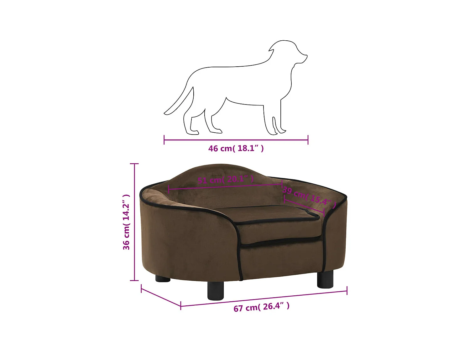 Angelika  Canapé pour cen Marron 67x47x36 cm Peluche