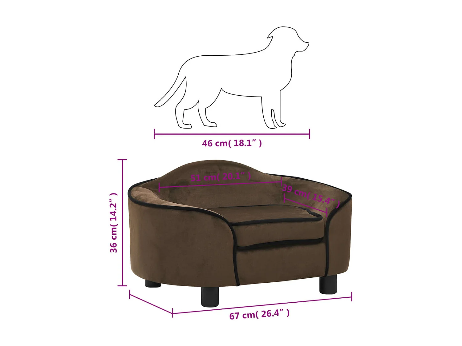 Angelika  Canapé pour cen Marron 67x47x36 cm Peluche