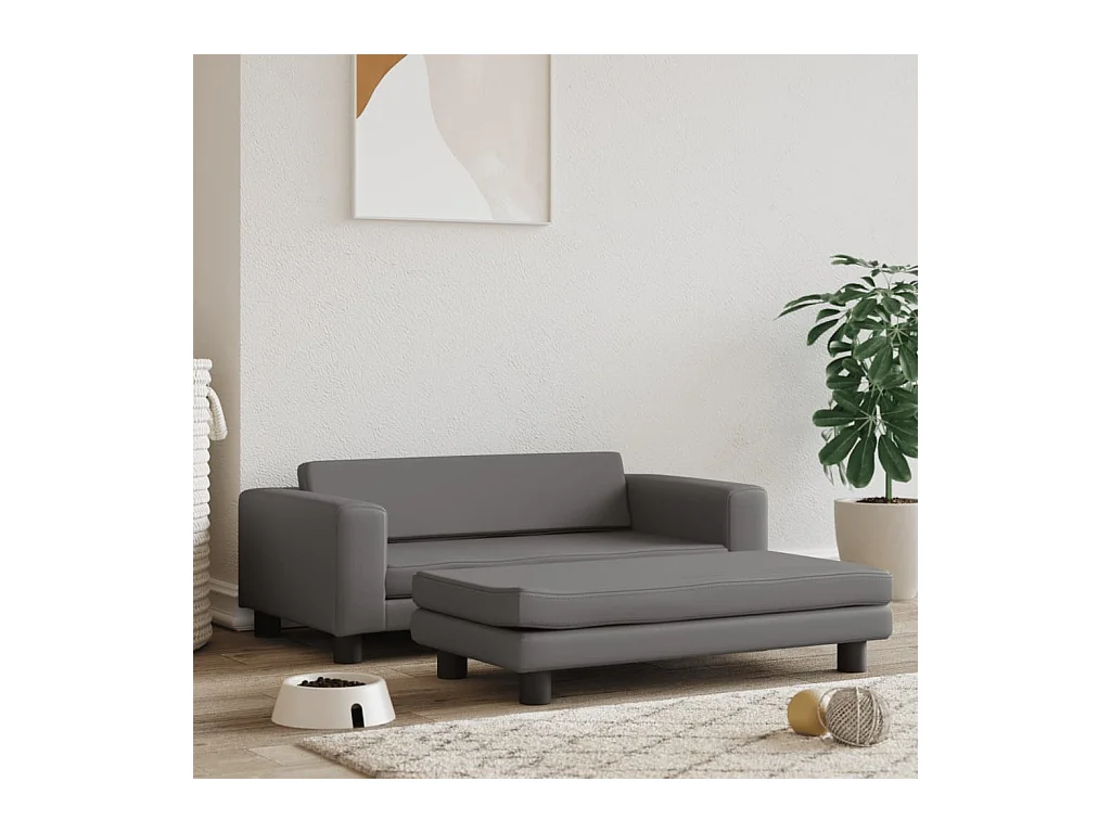Grace  Lit pour cen avec extension gris 100x50x30 cm similicuir