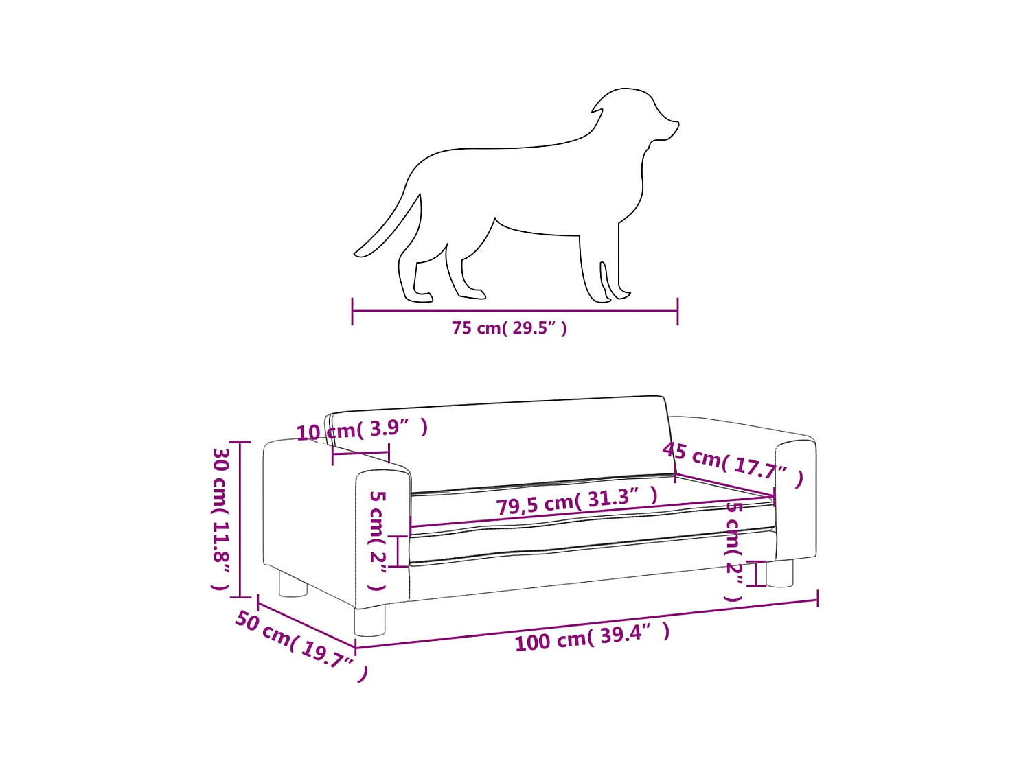 Grace  Lit pour cen avec extension gris 100x50x30 cm similicuir
