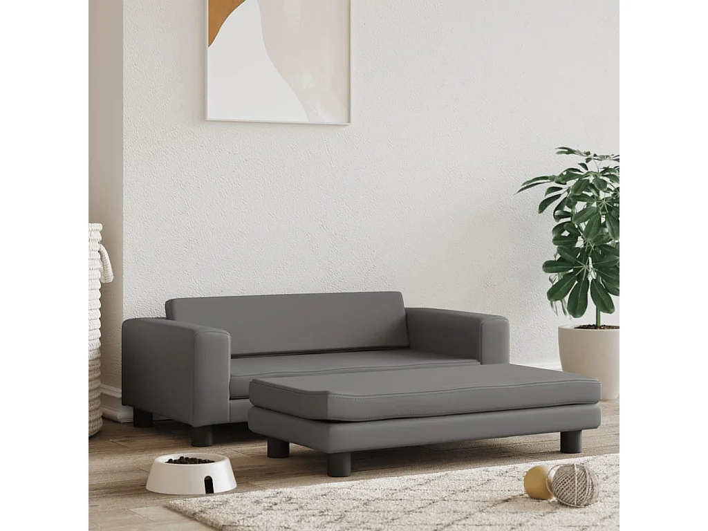 Grace  Lit pour cen avec extension gris 100x50x30 cm similicuir