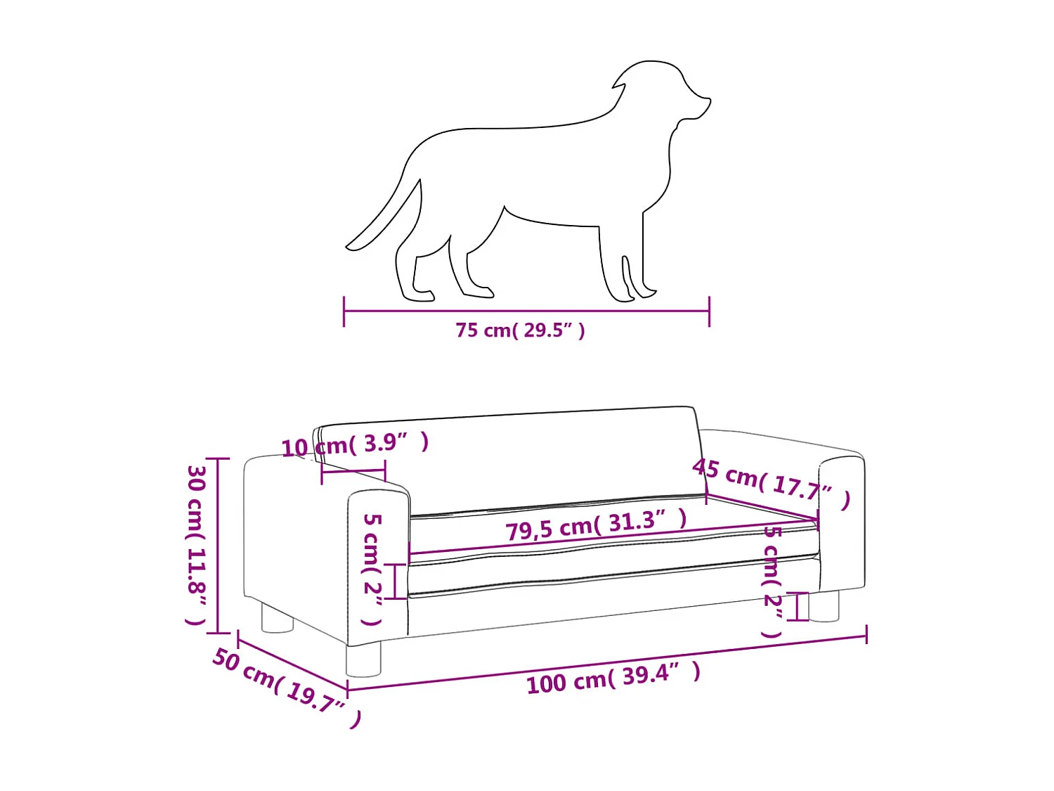 Grace  Lit pour cen avec extension gris 100x50x30 cm similicuir